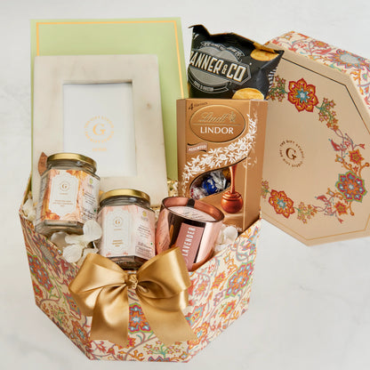All Timeless Memories & Munchies assortments arranged neatly inside the hamper box