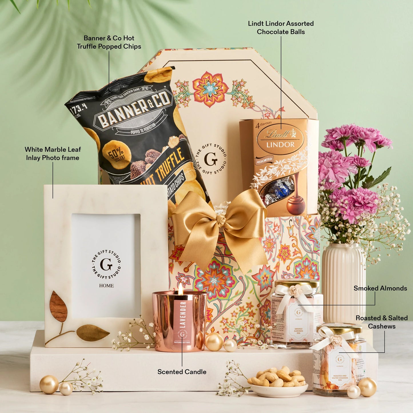 Timeless Memories & Munchies hamper products with individual identification labels