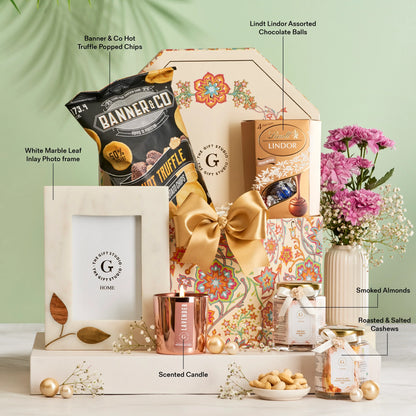 Timeless Memories & Munchies hamper products with individual identification labels