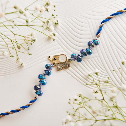 Trendy Mother of Pearl & CZ Elephant Rakhi