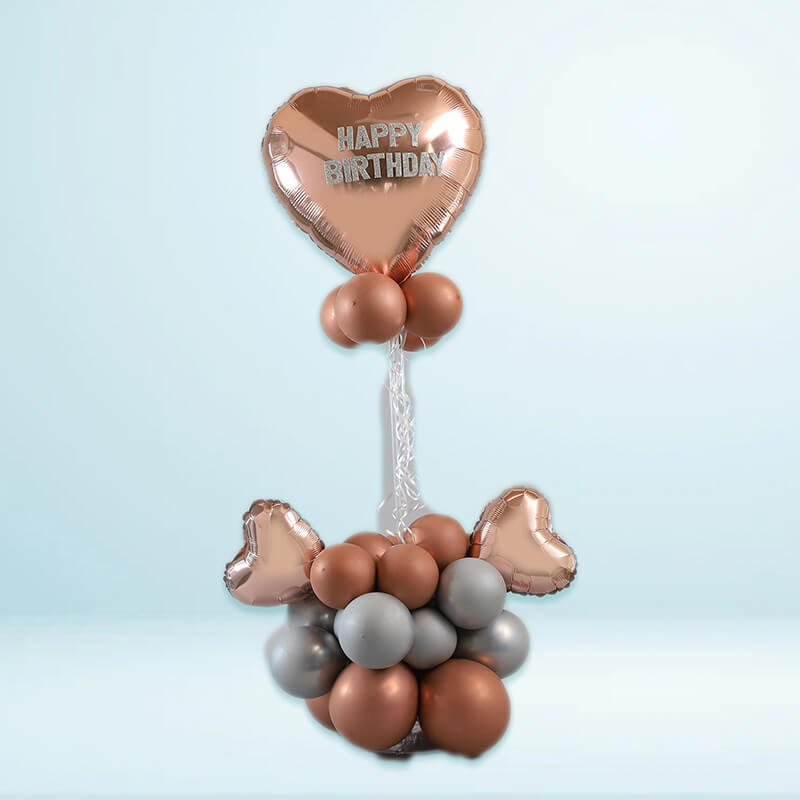 Happy Birthday Balloon Bouquet Rose Gold