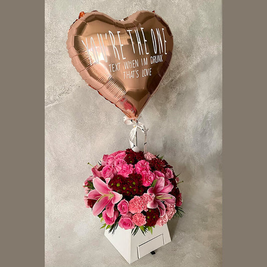 Love Blooms With Coustomisable Heart Foil Balloon In Paper Box