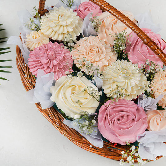 Floral Cupcake Basket / Bouquet (Medium)