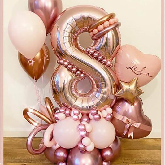 Number 8 Foil Balloon, Heart & Latex Balloons